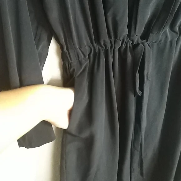 Vince Shirred Sleeve Silk drawstring Casual Dress sz M